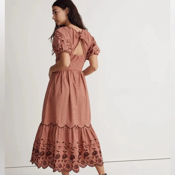 Madewell Embroidered Bubble-Sleeve Midi Dress Size 4 - Picture 4 of 17